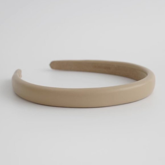 Accessories - Simple and Elegant Beige Color Thin Leather Minimalist Daily Basic Headbands
